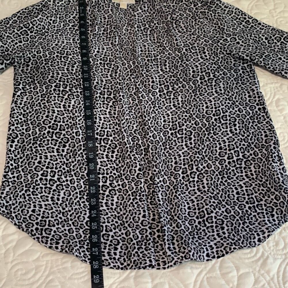 Michael Kors Black and White Leopard Print Blouse